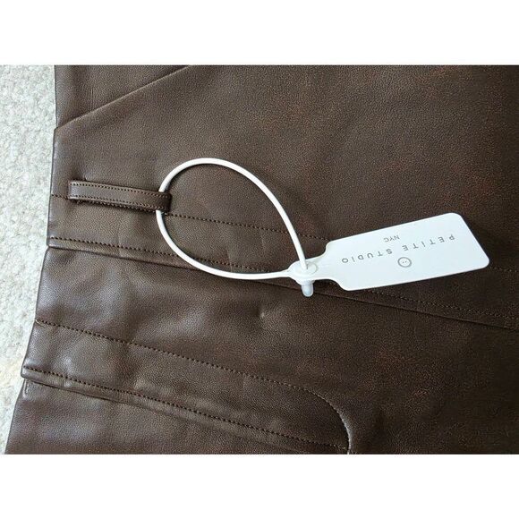 Petite Studio Andy Vegan Leather Skirt, Brown S NWT - Picture 4 of 7